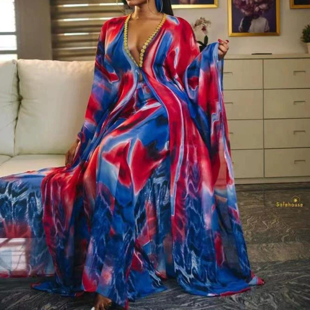ZARA African Print Plus Size Maxi Dress Flared Elegant